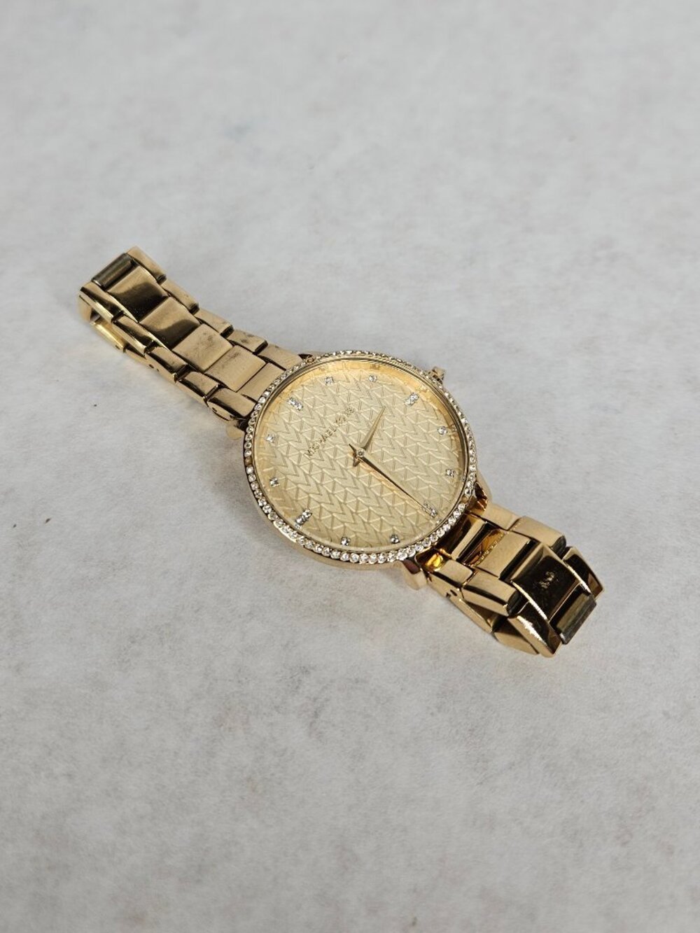Michael Kors MK7572 Mini Pyper Pave Crystal Gold Tone Womens Watch Wristwatch